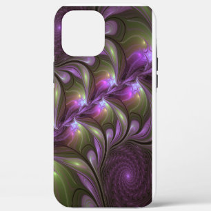 Coque iPhone 12 Pro Max Violet Abstrait violet violet kaki fractal