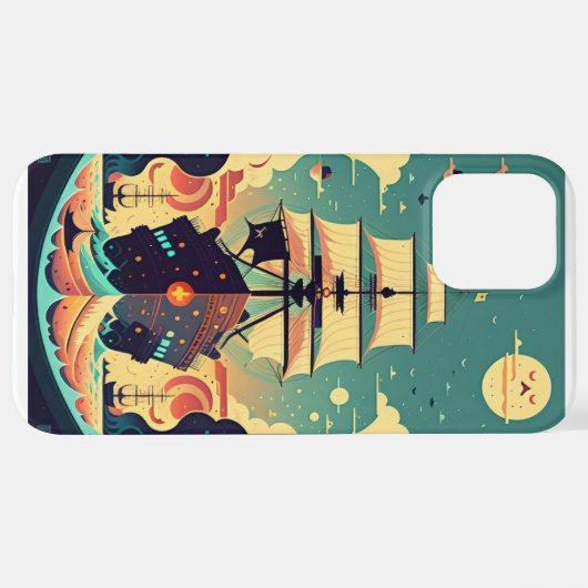 Coque iPhone 12 Pro Max Whimsical Pirate Ship (Retour horizontal)