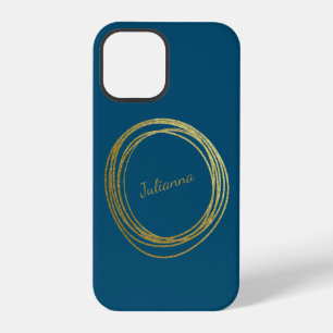 Coque iPhone 12 Pro Mignon Abstrait Paillettes Dorées Personnalisé Ble