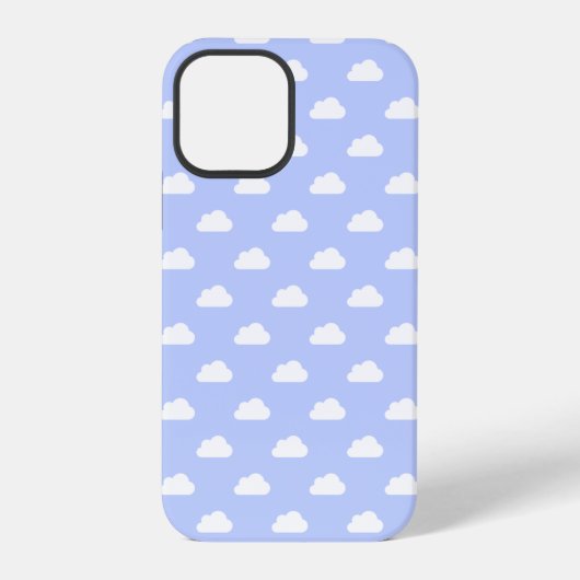 Coque iPhone 12 Pro Mignons nuages blancs sur bleu (Verso)