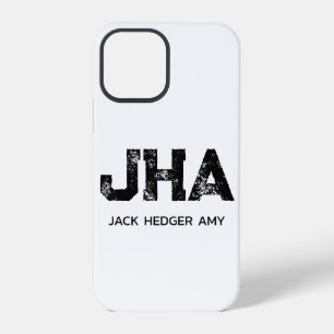 COQUE iPhone 12 PRO MINIMALISTE NOIR MONOGRAMME À TROIS LETTRES NOM BL