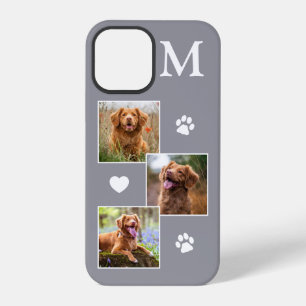 Coque iPhone 12 Pro Moderne 3 photo Collage gris chien animal de compa