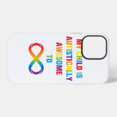 Coque iPhone 12 Pro Mon enfant autistiquement génial à l'infini (Verso Horizontal)