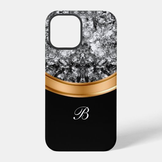 Coque iPhone 12 Pro Monogramme de Crystal Bing de Faux classique (Verso)