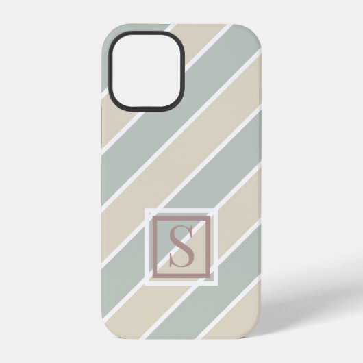 Coque iPhone 12 Pro Monogramme vert Tan moderne Abstrait (Verso)