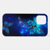 Coque iPhone 12 Pro Morpho Butterfly in the Dark Background (Verso Horizontal)
