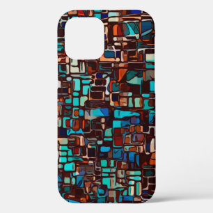 Coque iPhone 12 Pro mosaïque de vitrail abstrait