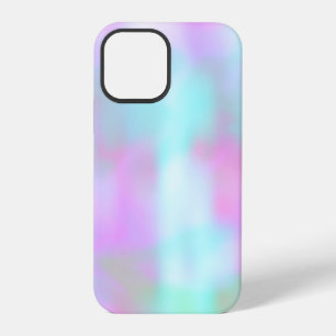 Coque iPhone 12 Pro Motif Abstrait Faux Hologramme Rose Bleu Coloré