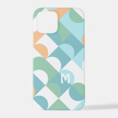 Coque iPhone 12 Pro Motif d'art Turquoise bleu bleu rétro (Verso)