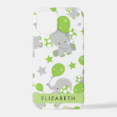 Coque iPhone 12 Pro Motif D'Eléphants, Eléphants Mignons, Votre Nom (Verso)