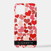 Coque iPhone 12 Pro Motif Des Coeurs, Coeurs Rouges, Amour, Votre Nom (Verso)