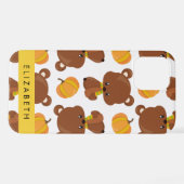 Coque iPhone 12 Pro Motif D'Ours, Mignons Ours, Citrouille, Votre Nom (Verso Horizontal)
