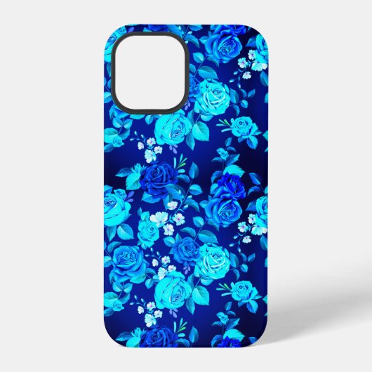 Coque iPhone 12 Pro Motif Fleurs Rose Bleue Classique-87600 (Verso)