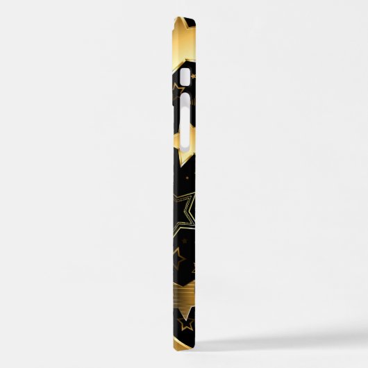 Coque iPhone 12 Pro Motif sans couture avec étoiles d'or (Côté gauche)