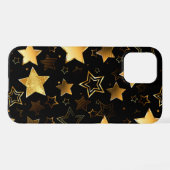 Coque iPhone 12 Pro Motif sans couture avec étoiles d'or (Verso Horizontal)