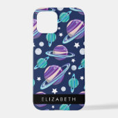 Coque iPhone 12 Pro Motif spatial, Planètes, Étoiles, Galaxie, Votre n (Verso)