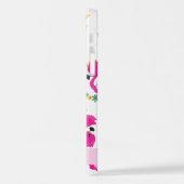 Coque iPhone 12 Pro Motif tropical, Flamants roses, Fleurs, Votre Nom (Côté gauche)