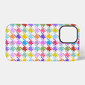 Coque iPhone 12 Pro Multicolor Houndstooth+Motif blanc (Verso Horizontal)