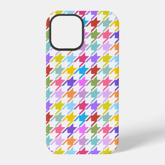Coque iPhone 12 Pro Multicolor Houndstooth+Motif blanc (Verso)