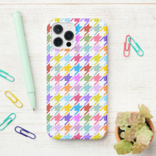 Coque iPhone 12 Pro Multicolor Houndstooth+Motif blanc