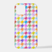 Coque iPhone 12 Pro Multicolor Houndstooth+Motif blanc (Verso)