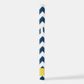 Coque iPhone 12 Pro Navy Blue Zigzag, Navy Blue Chevron, Votre nom (Côté droit)