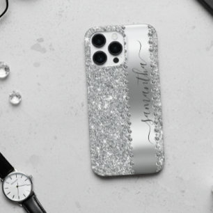 Coque iPhone 12 Pro Nom de calligraphie à paillettes faux diamant arge