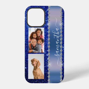 Coque iPhone 12 Pro Nom de calligraphie avec paillettes de photo diama