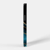 Coque iPhone 12 Pro Nom et monogramme, Agate sarcelle/noir, Texte or/s (Côté droit)