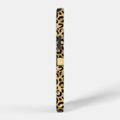 Coque iPhone 12 Pro Nom Monogramme Imprimé Léopard Noir Or Cheetah (Côté droit)