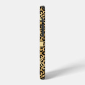 Coque iPhone 12 Pro Nom Monogramme Imprimé Léopard Noir Or Cheetah (Côté gauche)