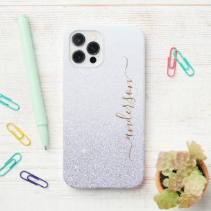 Coque iPhone 12 Pro Nom monogrammé pailleté élégant