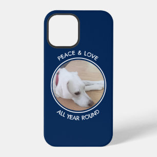 Coque iPhone 12 Pro Paix et Amour toute l'année Photo de Chien Bleu
