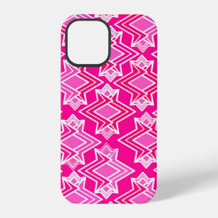 Coque iPhone 12 Pro Papiers peints Art Déco, rose fuchsia