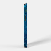 Coque iPhone 12 Pro Papillons dorés sur fond bleu (Côté droit)