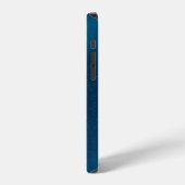 Coque iPhone 12 Pro Papillons dorés sur fond bleu (Côté gauche)