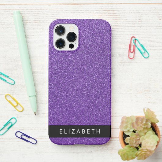Coque iPhone 12 Pro Parties scintillant violette, Arrière - plan Parti (Sur le bureau)