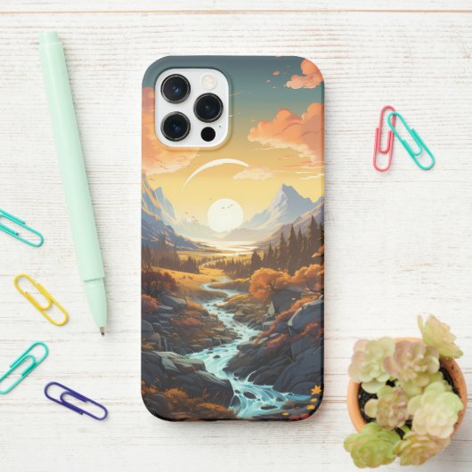 Coque iPhone 12 Pro Paysage Forestier Le Matin (Sur le bureau)