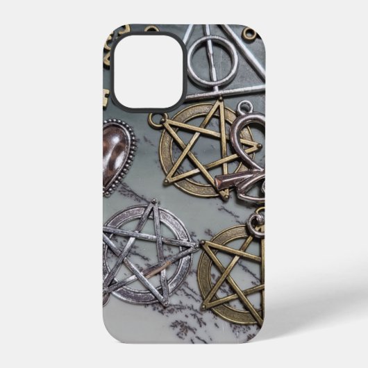 Coque iPhone 12 Pro Pentacles sur opale dendritique (Verso)