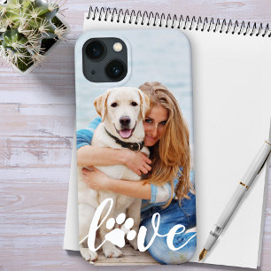 Coque iPhone 12 Pro Personnalisé Modern LOVE Animaux Empreinte de patt