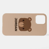 Coque iPhone 12 Pro Petit ours Brown mignon avec nom personnalisé (Verso Horizontal)