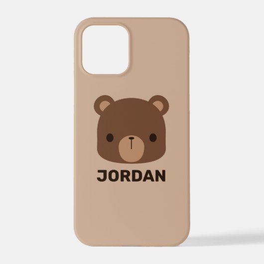 Coque iPhone 12 Pro Petit ours Brown mignon avec nom personnalisé (Verso)