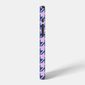 Coque iPhone 12 Pro Pied de fond rose+Motif bleu (Côté gauche)