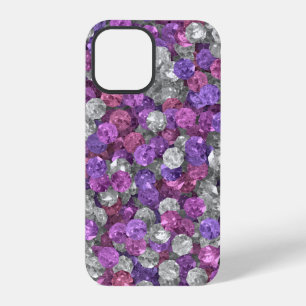 Coque iPhone 12 Pro Pierres précieuses roses et violettes lâches