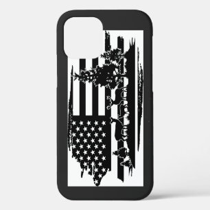 Coque iPhone 12 Pro *~* Pins de cerf de forêt Drapeau américain modern