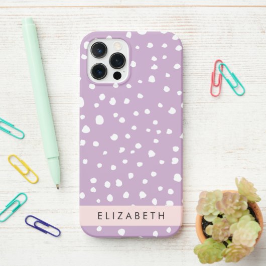 Coque iPhone 12 Pro Points Dalmatiens Lilac, Points Dalmatiens, Votre (Sur le bureau)