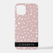Coque iPhone 12 Pro Points Dalmatiens Rose, Points Dalmatiens, Votre N (Verso)