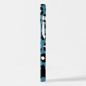 Coque iPhone 12 Pro Poster de animal, Léopard Bleu, Coeurs, Votre Nom (Côté gauche)