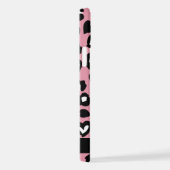 Coque iPhone 12 Pro Poster de animal, Léopard Rose, Coeurs, Votre Nom (Côté droit)