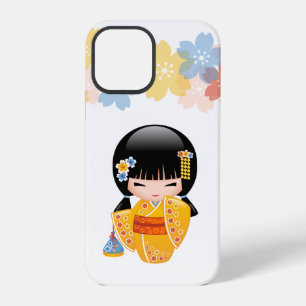 Coque iPhone 12 Pro Poupée d'été Kokeshi - Kimono Jaune Geisha Girl